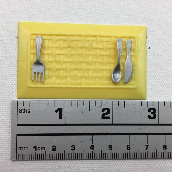 Fisher Price Table Dollhouse Furniture Dining Room Set Chairs Silverware Place S - Picture 10 of 16